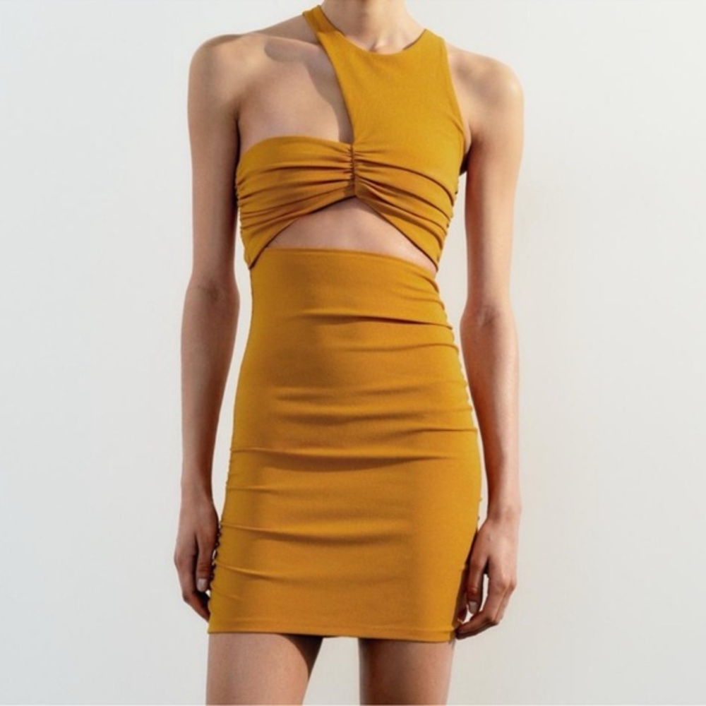 ZARA ONE SHOULDER CUT OUT MINI DRESS